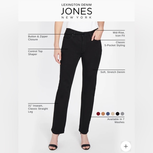 Jones New York Lexington Slimming Stretch Straight Leg Jeans Size 18 Short NWT - Picture 2 of 8